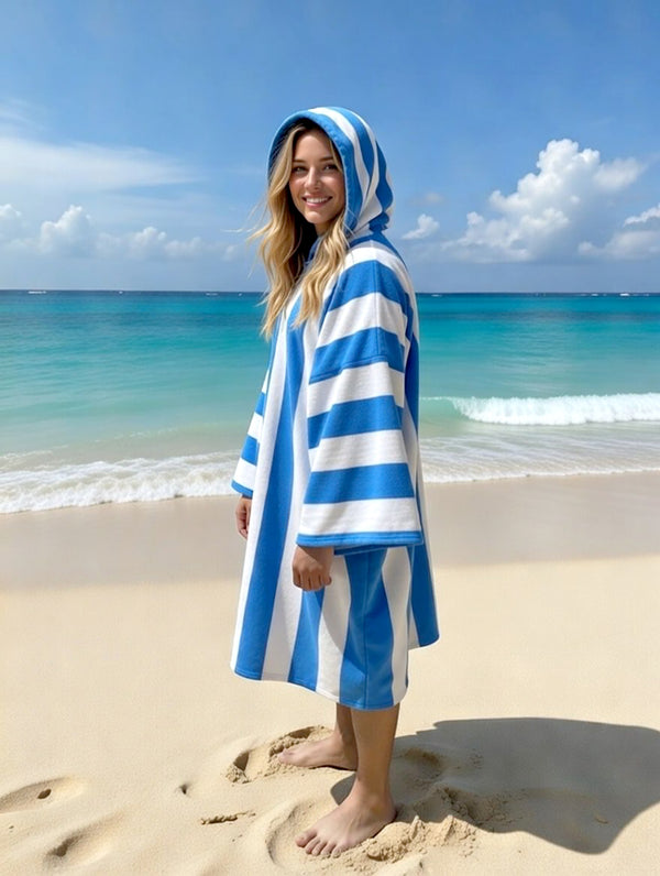 GC Adult Cabana Stripe Hooded Poncho