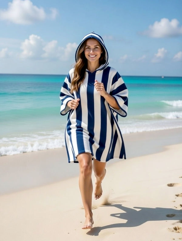 GC Adult Cabana Stripe Hooded Poncho