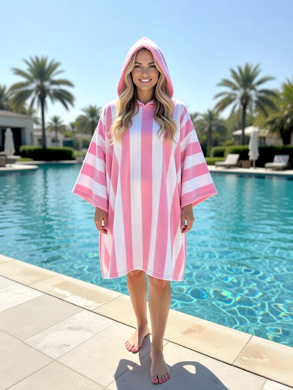 GC Adult Cabana Stripe Hooded Poncho