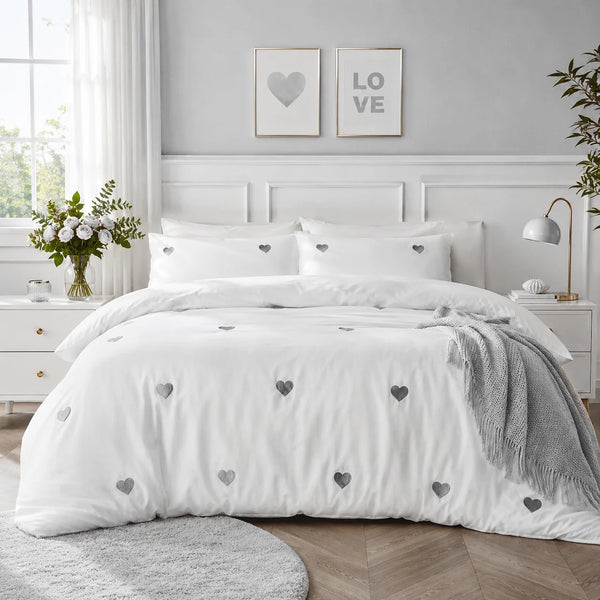 GC Embroidered Hearts Duvet Cover Set