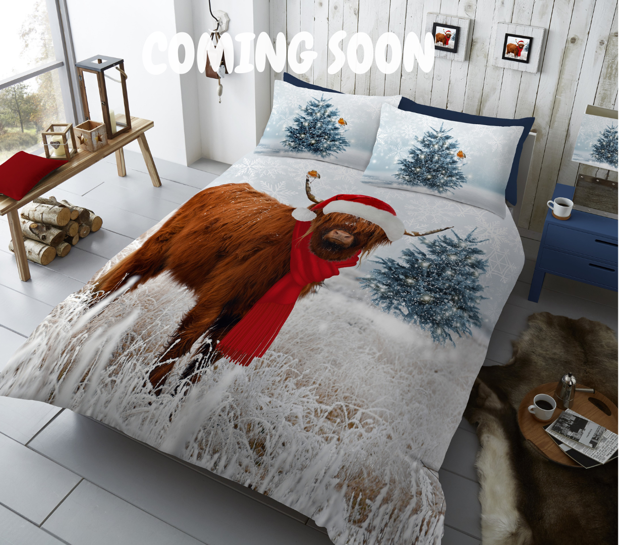 Winter Highland Cow Duvet Cover