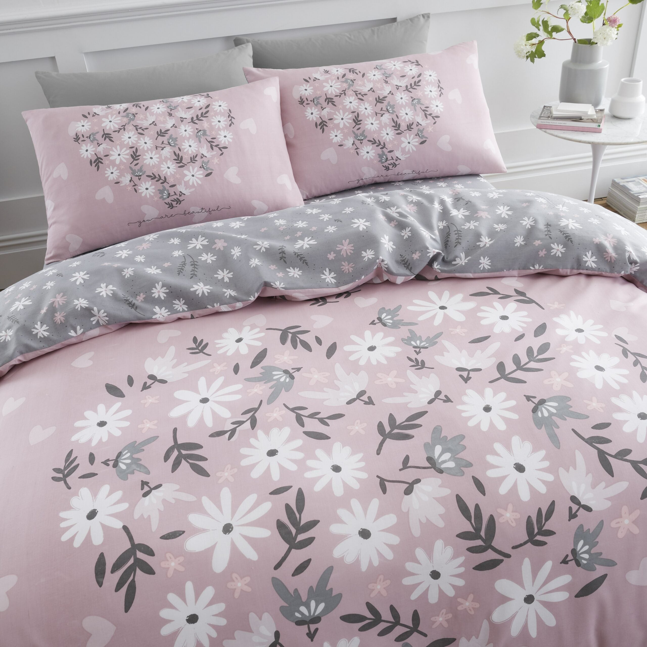 Ditsy Heart Printed Duvet Cover