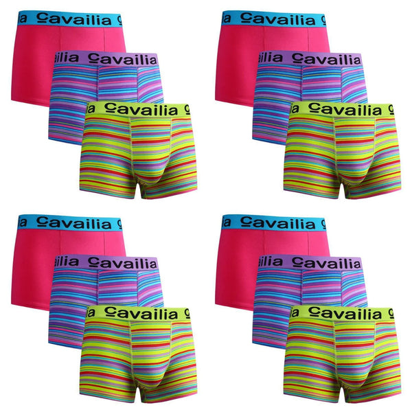 GC Men's Striped Cotton Boxer Shorts – 12 Pack