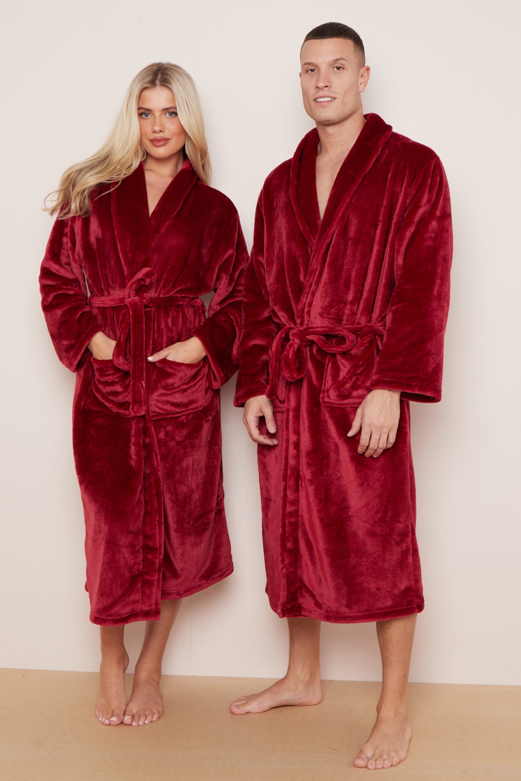 Fleece Plain Bathrobes for Men & Women