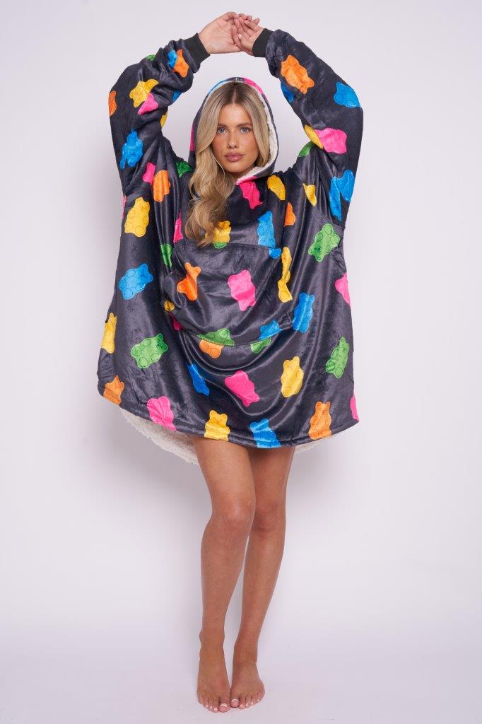 Printed Adult Hoodie - Jelly Bear Charcoal