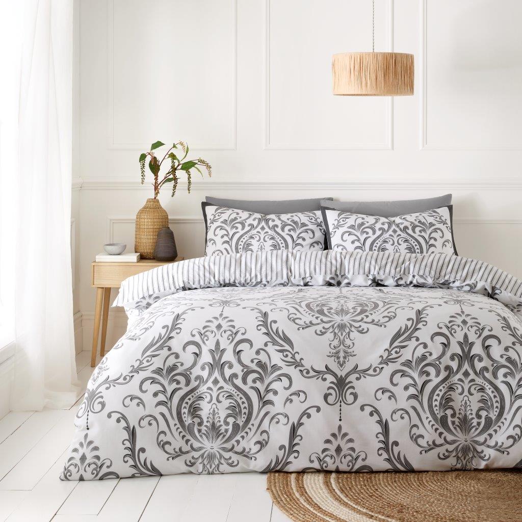 Margaux Charcoal Printed Duvet Set