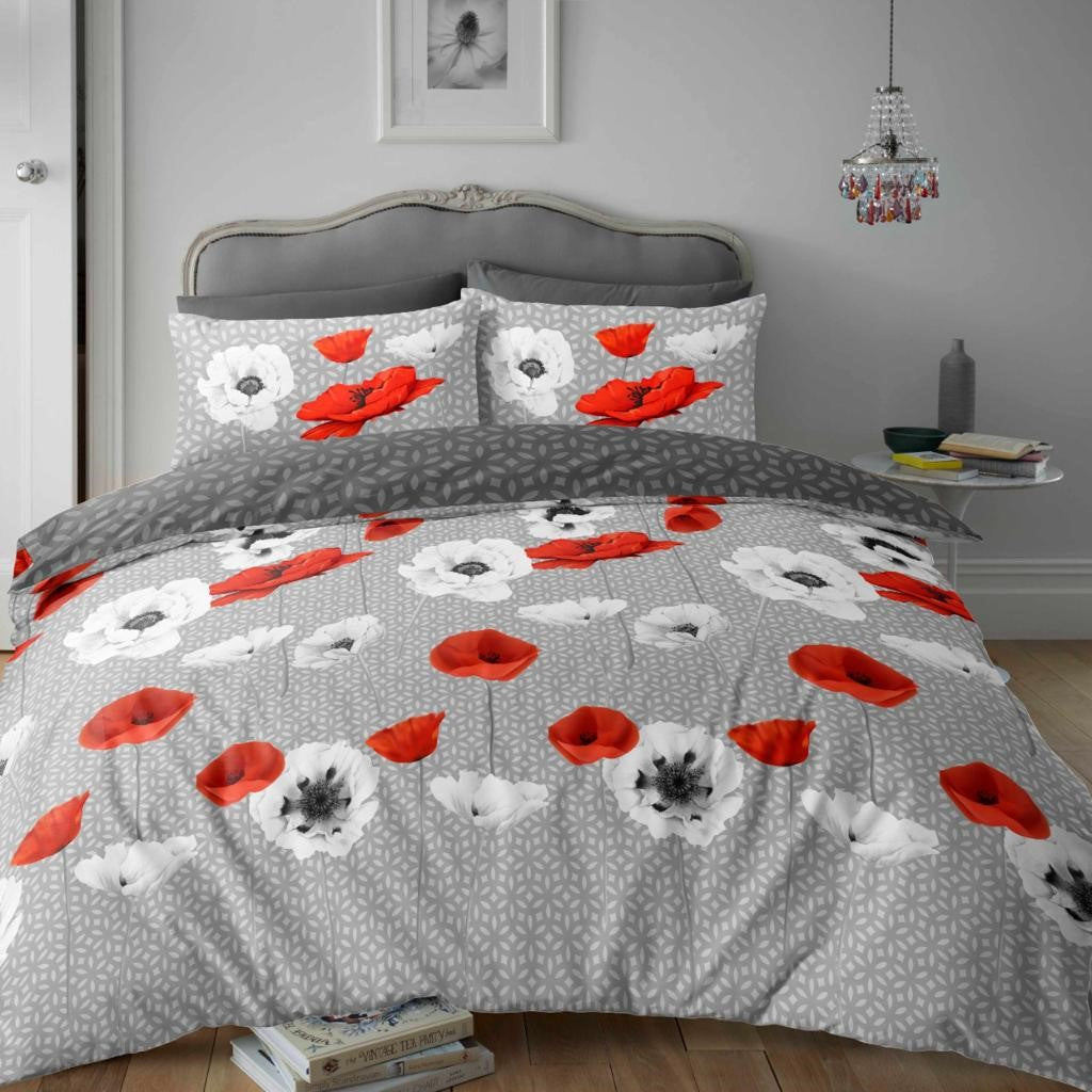 Flannel Printed Duvet Set Poppy Spray