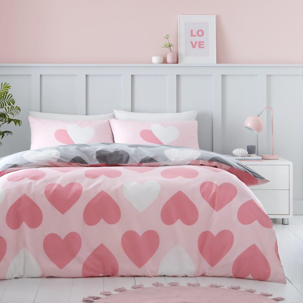 Pretty Hearts Printed Duvet Set