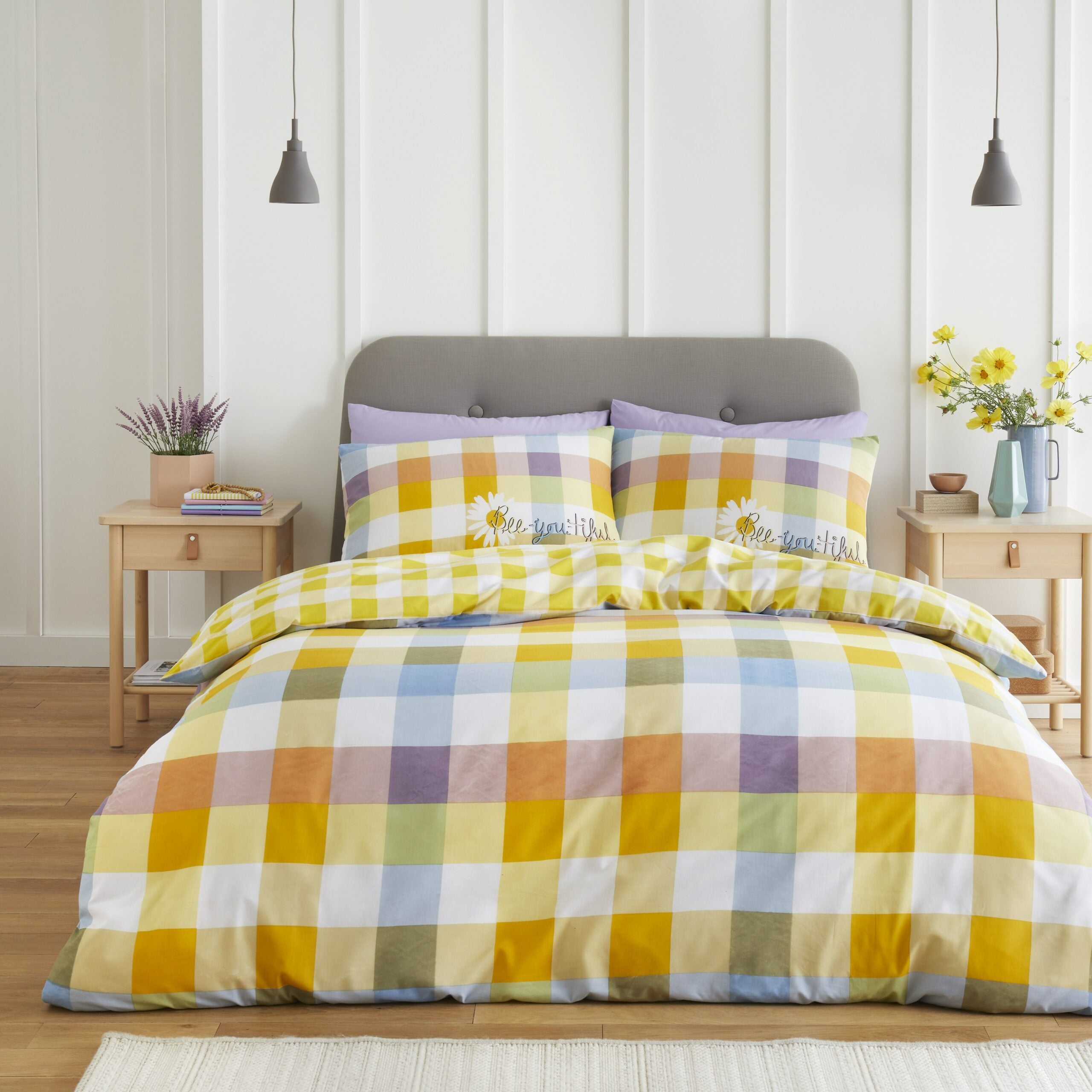 Sunny Gingham Check Printed Duvet Set