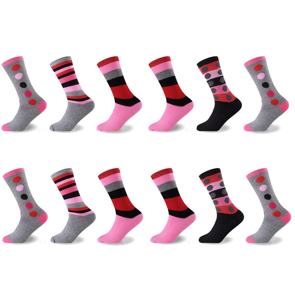 GC Women's Dot & Stripe Brushed Thermal Socks – 12 Pack