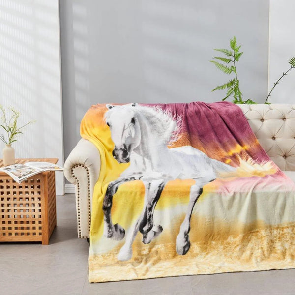 GC 3D Printed Running Horse Throw Blanket