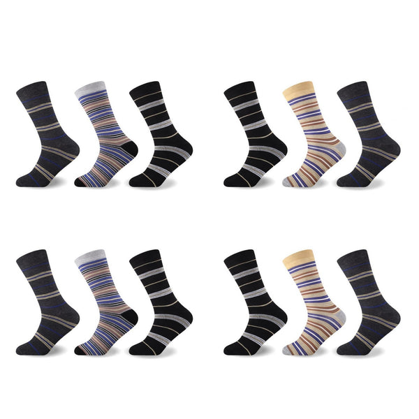 GC Men's Striped Non-Elastic Socks – 12 Pack