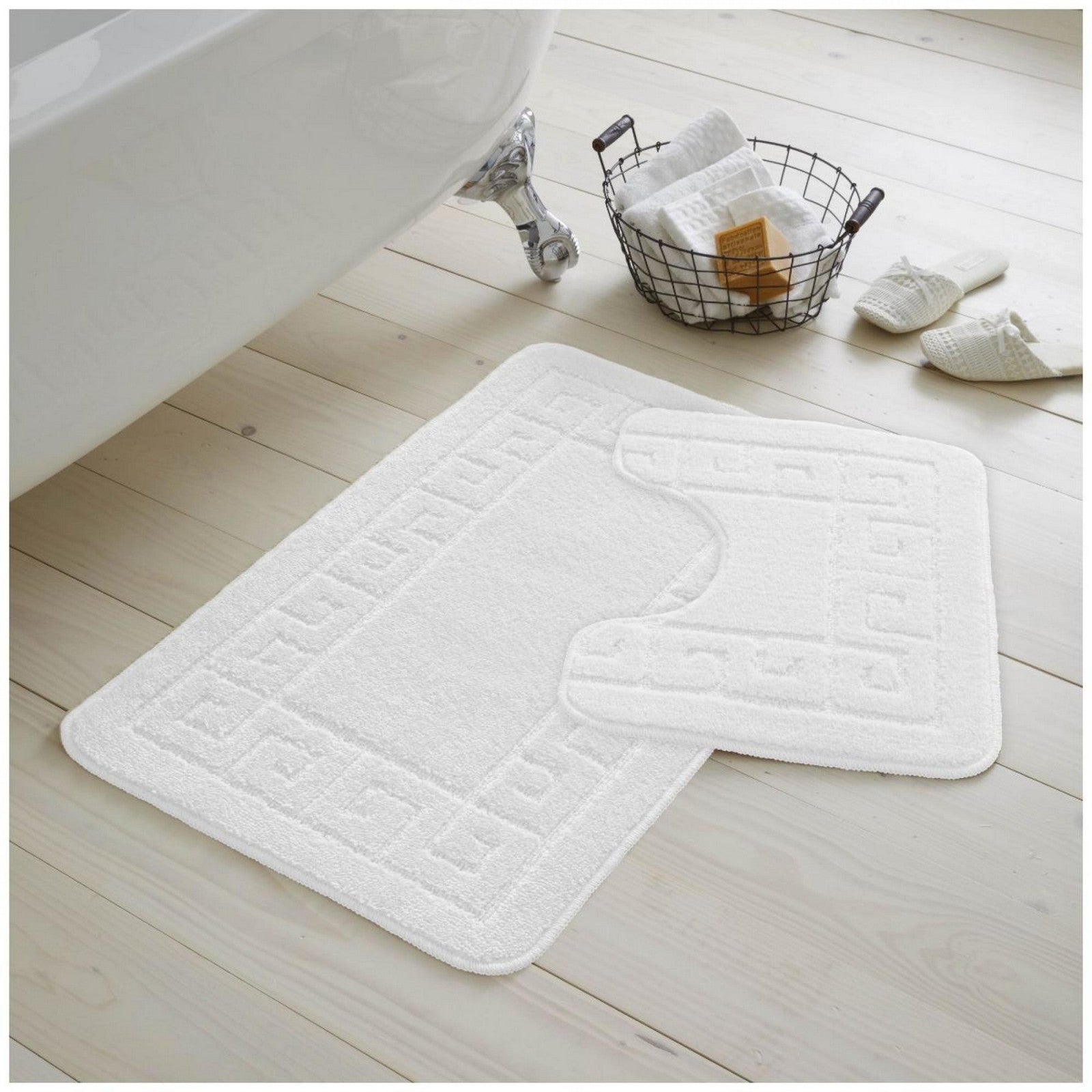 42070092 2pc hanger pack greek bath mat white 1 2