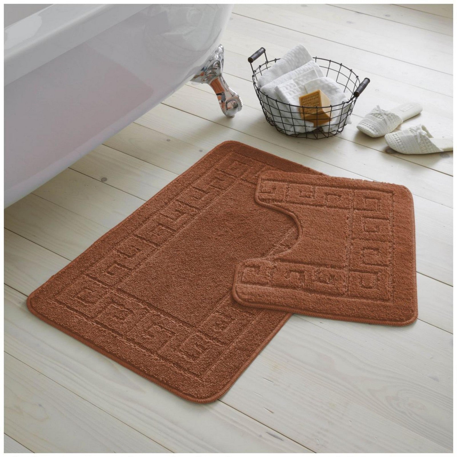 42070214 2pc hanger pack greek bath mat terracotta 1 2